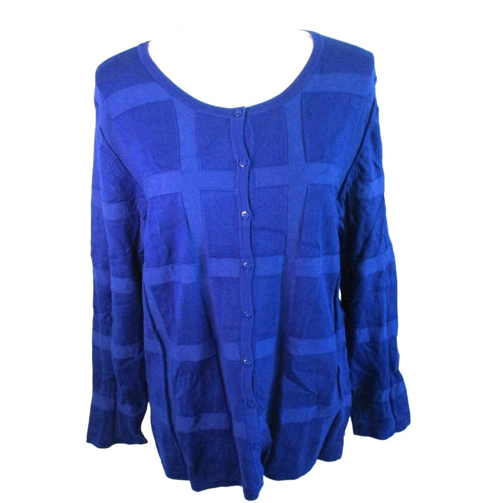 Compliments Women's Blue Long Sleeve Button Front Cardigan Sweater NWT Size XL